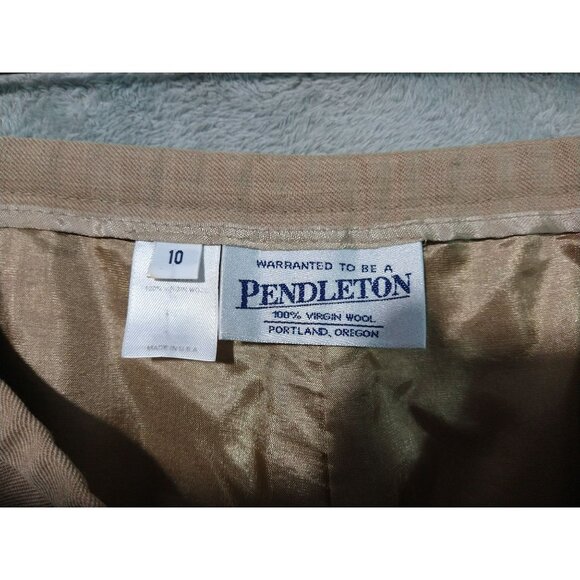 Vintage Pendleton Dress Pants Womens 10 Beige Virgin Wool Flat Front Trousers - Picture 7 of 8